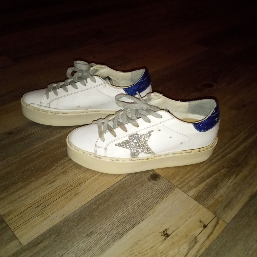 Golden Goose Deluxe White Leather Hi Star Sneakers size 6